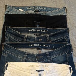 American Eagle Outfitters Women's Jeans - Black, Blue, and Cream